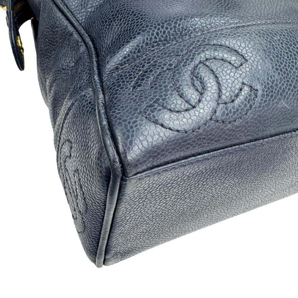 CHANEL Blue Caviar Leather Logo Tote Bag - Picture 6 of 11